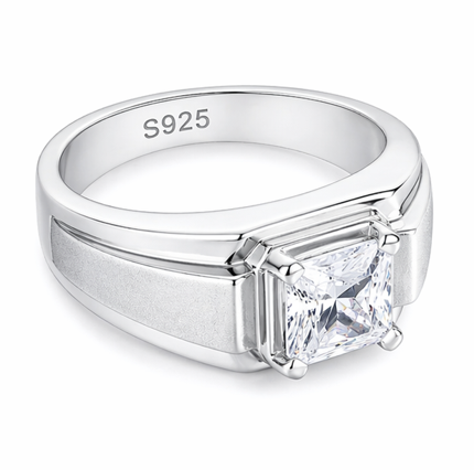 Premium Square-Cut Solitaire Ring – 925 Sterling Silver Statement Ring for Men & Women