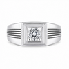 Premium 925 Sterling Silver Square-Head Solitaire Ring with Diamond-Cut Stone – Platinum Finish