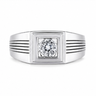 Premium 925 Sterling Silver Square-Head Solitaire Ring with Diamond-Cut Stone – Platinum Finish