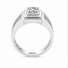 Premium 925 Sterling Silver Square-Head Solitaire Ring with Diamond-Cut Stone – Platinum Finish
