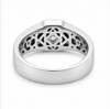 Classic S925 Silver Cushion Cut Solitaire Ring with Engraved Band Design