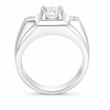 Men’s Geometric Solitaire Ring – 925 Sterling Silver with Brilliant Cut Stone