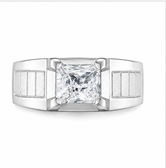 Men’s Princess Cut Solitaire Ring – 925 Sterling Silver Bold Designer Ring