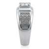 Classic Square Solitaire Ring – 925 Sterling Silver Textured Band with Princess-Cut Crystal