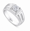 Men’s Classic Solitaire Ring – 925 Sterling Silver with Side Stone Detailing