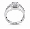Elegant S925 Silver Princess Cut Solitaire Ring with Textured Designer Band