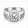 Elegant S925 Silver Princess Cut Solitaire Ring with Textured Designer Band