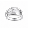 Luxury Crown Design Square-Cut Stone Ring – 925 Sterling Silver Statement Ring for Men