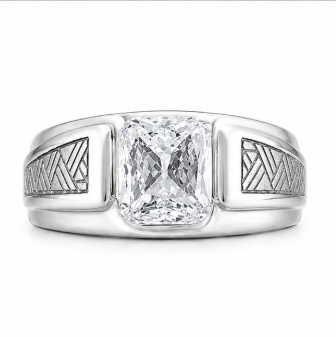 Elegant Square-Cut Designer Ring – 925 Sterling Silver Textured Statement Ring