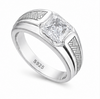 Elegant Square-Cut Designer Ring – 925 Sterling Silver Textured Statement Ring