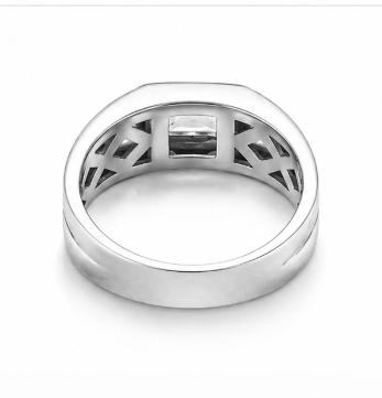 Men’s Princess Cut Solitaire Ring – 925 Sterling Silver Square Setting