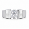 Modern Textured Band Square-Cut Stone Ring – 925 Sterling Silver Statement Ring for Men