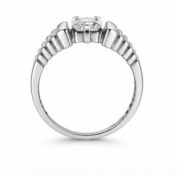 Elegant Geometric Princess-Cut Crystal Ring – 925 Sterling Silver Modern Designer Ring