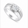 Premium Square-Cut Solitaire Ring for Men – 925 Sterling Silver with Side Stone Accents