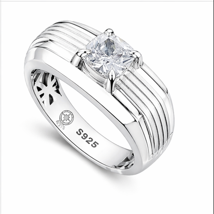 Elegant Cushion-Cut Solitaire Ring – 925 Sterling Silver