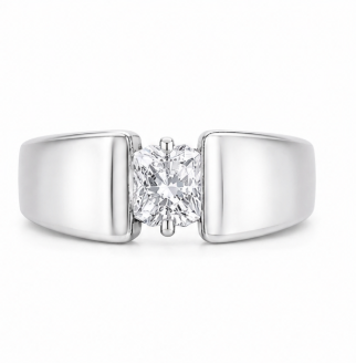 Men’s Open Bridge Solitaire Ring – 925 Sterling Silver Modern Statement Design