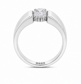 Men’s Open Bridge Solitaire Ring – 925 Sterling Silver Modern Statement Design