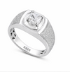 Luxury Square Solitaire Ring – 925 Sterling Silver Textured Designer Statement Ring
