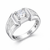 Men’s Square Zircon Statement Ring – 925 Sterling Silver Engraved Designer Ring