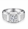 Men’s Square Zircon Statement Ring – 925 Sterling Silver Engraved Designer Ring