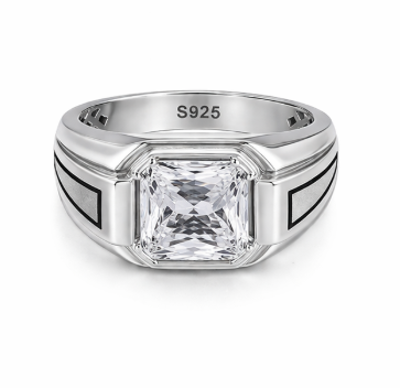 Modern Square-Cut Silver Ring – 925 Sterling Silver Geometric Statement Ring