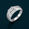 Men’s Emerald-Cut Solitaire Ring – 925 Sterling Silver with Engraved Designer Ring