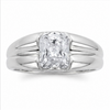 Stylish S925 Silver Cushion Cut Solitaire Ring with Dual Texture Designer Band