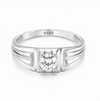 Classic Round-Cut Crystal Ring – 925 Sterling Silver Bold Designer Band Ring