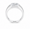 Men’s Cushion-Cut Solitaire Ring – 925 Sterling Silver with Textured Side Detailing
