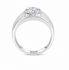 Men’s Classic Round Solitaire Ring – 925 Sterling Silver Square Mount