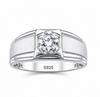 Men’s Classic Round Solitaire Ring – 925 Sterling Silver Square Mount