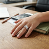 Geometric V-Pattern Round-Cut Stone Ring – 925 Sterling Silver Designer Statement Ring for Men