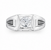 Geometric V-Pattern Round-Cut Stone Ring – 925 Sterling Silver Designer Statement Ring for Men
