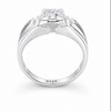 Geometric V-Pattern Round-Cut Stone Ring – 925 Sterling Silver Designer Statement Ring for Men
