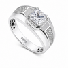 Premium Princess-Cut Crystal Ring – 925 Sterling Silver Textured Designer Band Ring