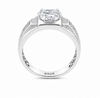 Premium Princess-Cut Crystal Ring – 925 Sterling Silver Textured Designer Band Ring