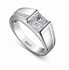 Bold Square-Cut Solitaire Men's Ring – 925 Sterling Silver S925 Hallmarked