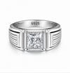 Men’s Princess Cut Solitaire Ring – 925 Sterling Silver Textured Designer Ring