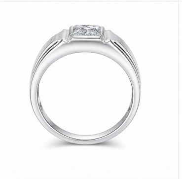 Men’s Princess Cut Solitaire Ring – 925 Sterling Silver Textured Designer Ring
