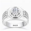 Premium S925 Silver Round Cut Solitaire Ring with Bold Designer Band
