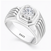 Premium S925 Silver Round Cut Solitaire Ring with Bold Designer Band