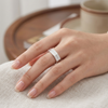 Modern Linear Texture Geometric Ring in 925 Sterling Silver