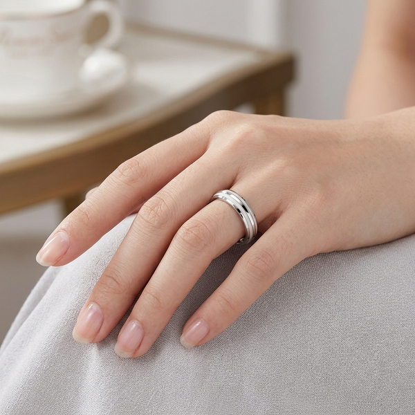 Elegant Dual Inlay Band Ring in 925 Sterling Silver