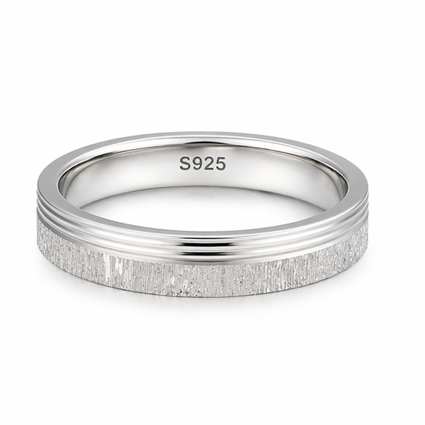 Elegant Textured Groove Band Ring in 925 Sterling Silver
