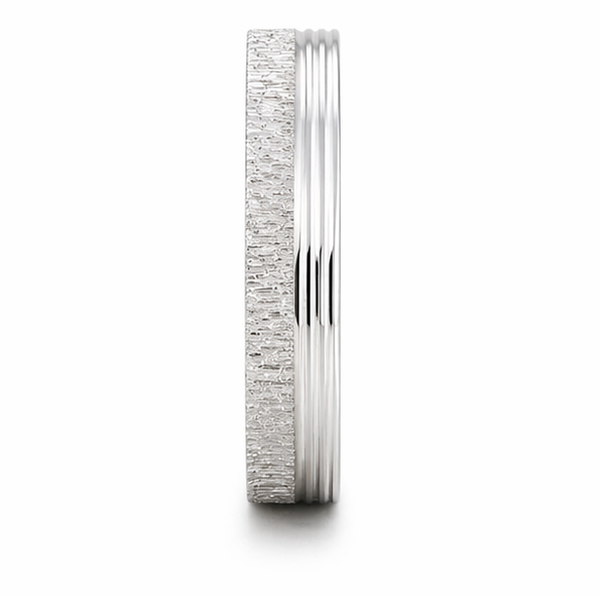 Elegant Textured Groove Band Ring in 925 Sterling Silver