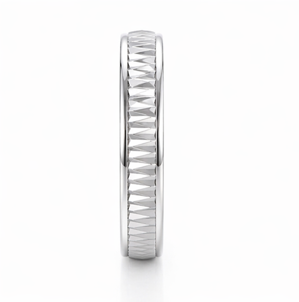 Modern Faceted Silver Band Ring in 925 Sterling Silver