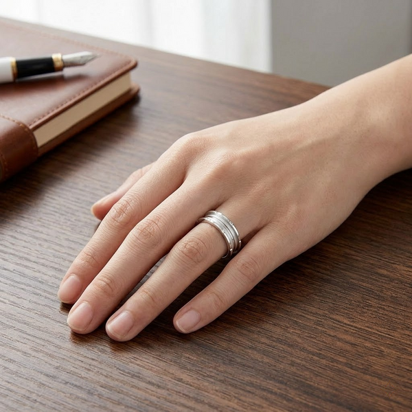 Modern Frosted Groove Band Ring in 925 Sterling Silver