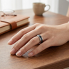 Modern Black Textured Band Ring in 925 Sterling Silver