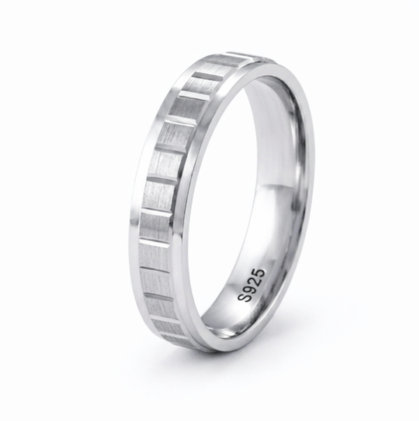 Modern Geometric Matte Band Ring in 925 Sterling Silver