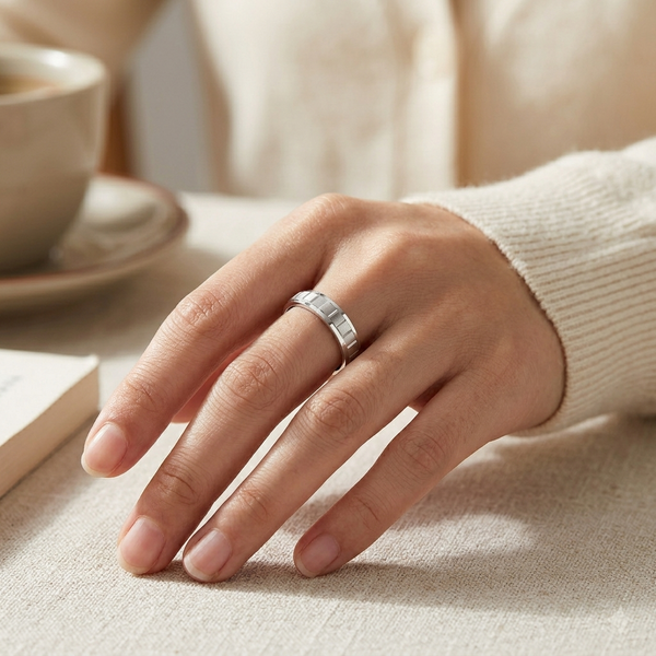 Modern Geometric Matte Band Ring in 925 Sterling Silver